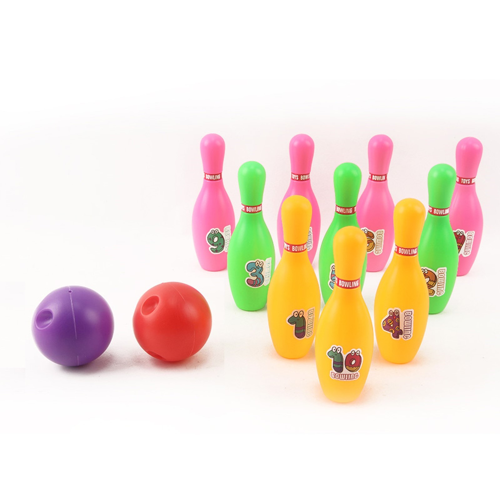 12 Pieces Deluxe Toy Bowling Play Set Includes 10 Pins And 2 Balls Carrying Case Colorful Educational Early Development Indoor Sport Alley Game Perfect Gift For Toddlers Boy Or Girl Children