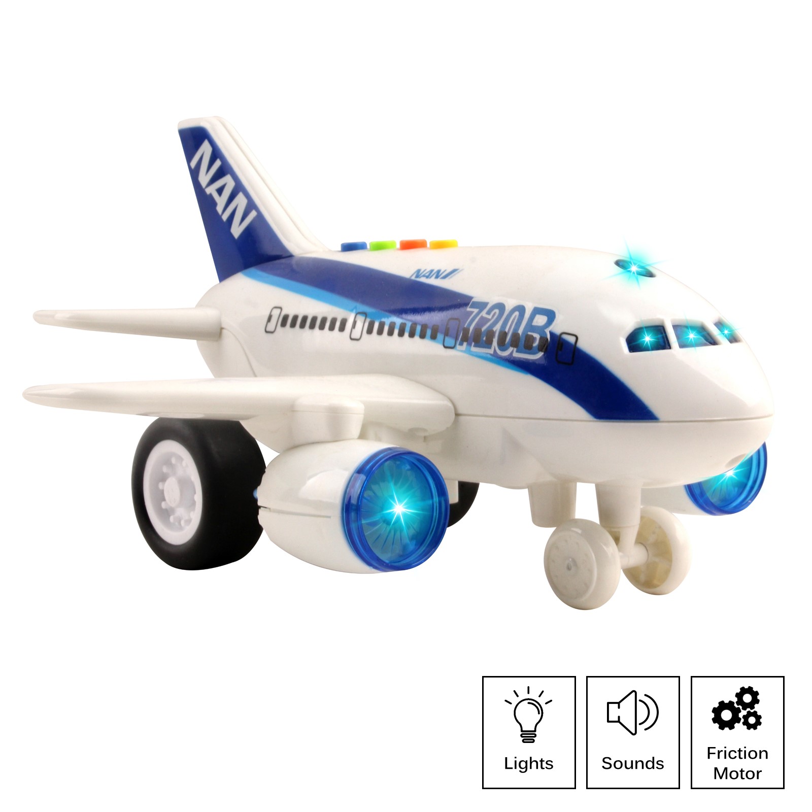 Commercial Airplane Friction Powered Aviation Toy Push And Go 1:160 Scale Aircraft With Fun Lights And Sounds Durably Built Kids Pretend Play Air Plane Perfect Gift For Children Boys Girls